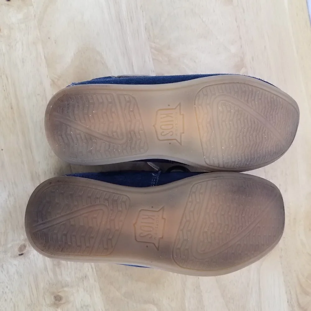 Florsheim Boat Shoe Jasper Tie Jr. Suede Genuine Leather Navy Blue Boys 1.5